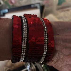 Elegant Red Sequin Bracelet